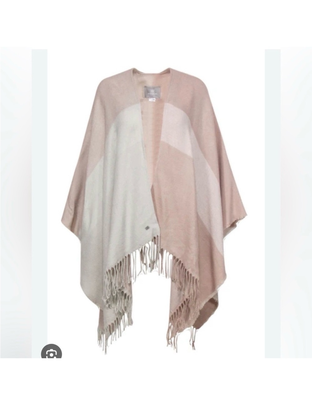 Soia & Kyo Blush and Cream Fringe Open-Front Cape